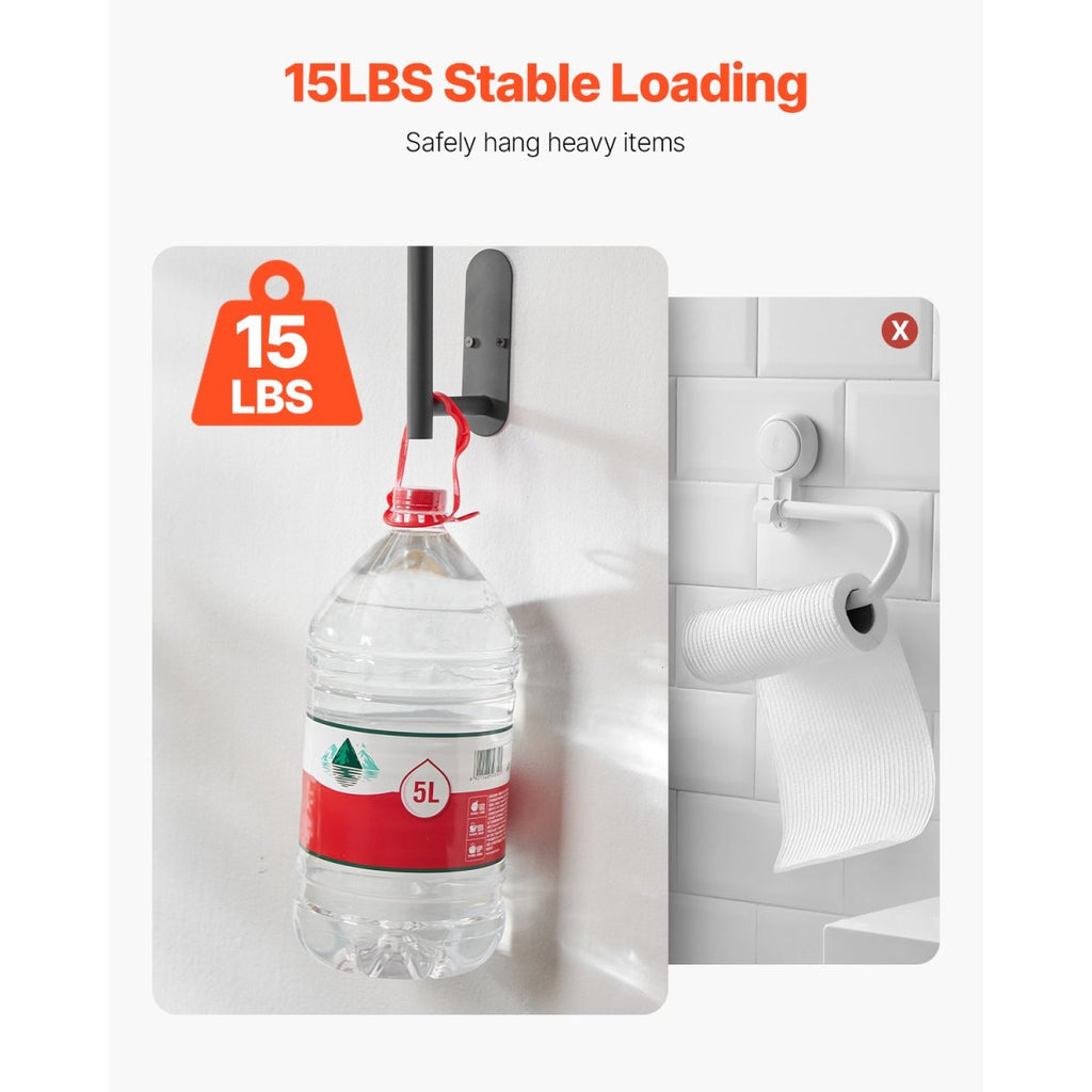No-drill paper towel holder with adhesive or screw mounting options