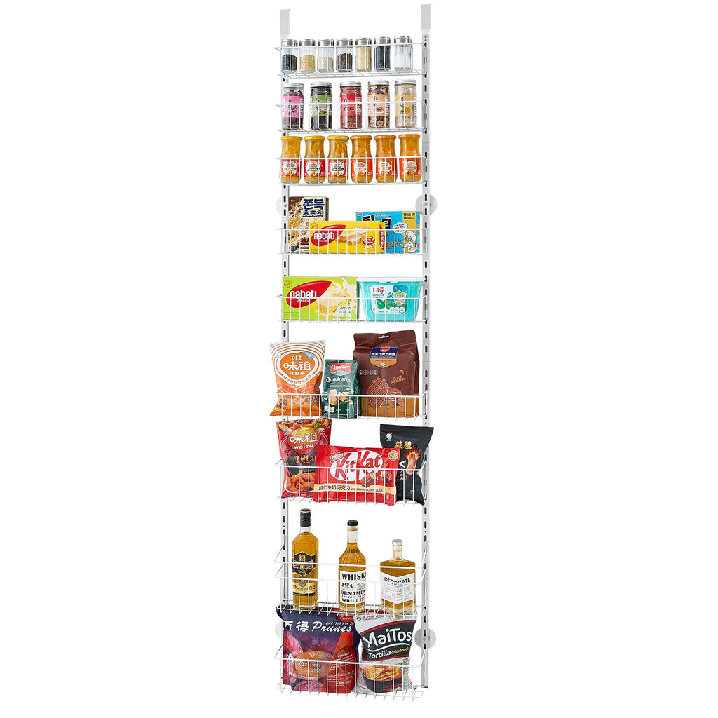 Over-the-door 9-tier storage rack mounting detail
