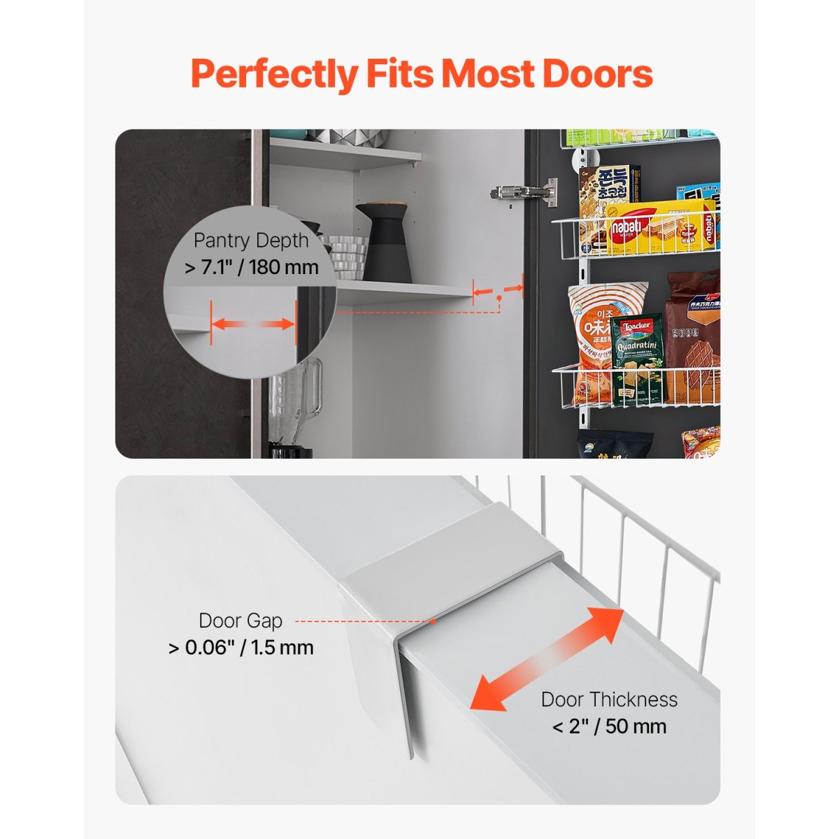 6-tier over-the-door rack holding pantry goods