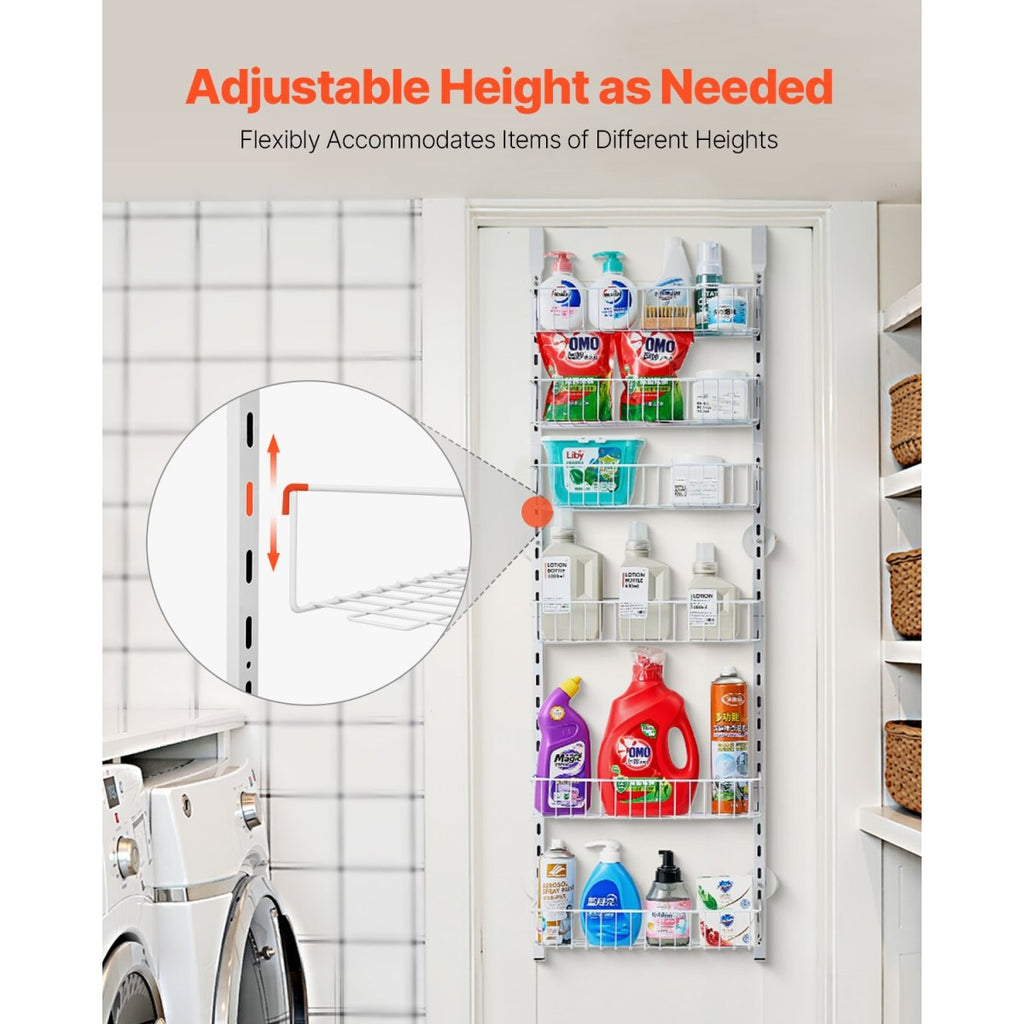 Adjustable baskets on the no-drill over-the-door organizer